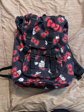 Herschel x Hello Kitty Black Backpack with Red Bow Print